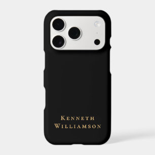 Black Monogram Brass Name Minimalist Modern Men