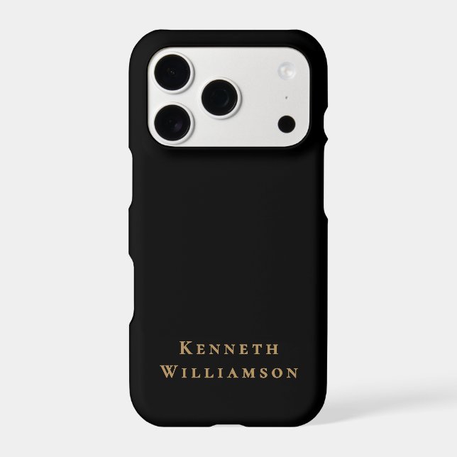 Black Monogram Brass Name Minimalist Modern Men  (Back)