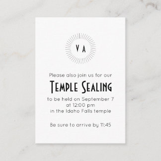 Black Monogram Circle Temple Sealing Invitation