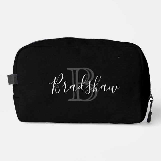 Black  Monogram Custom Name  Dopp Kit (Front)