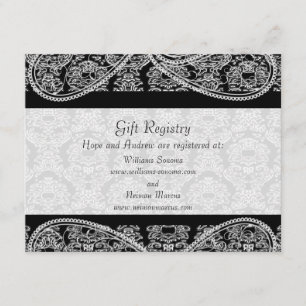 Black Monogram Damask Gift Registry Wedding Enclosure Card