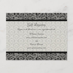Black Monogram Damask Gift Registry Wedding Enclosure Card