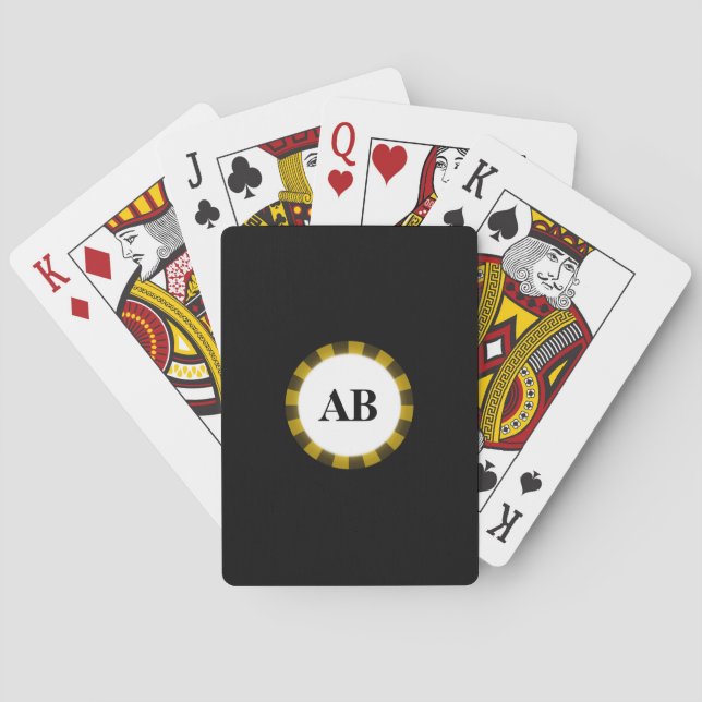 Black monogram design playing cards (Back)