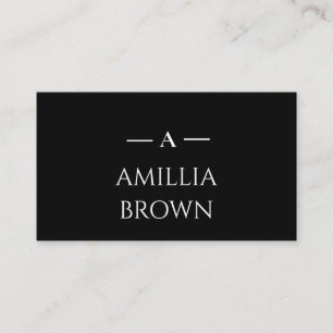 Black Monogram   Elegant Custom Minimal Business Business Card