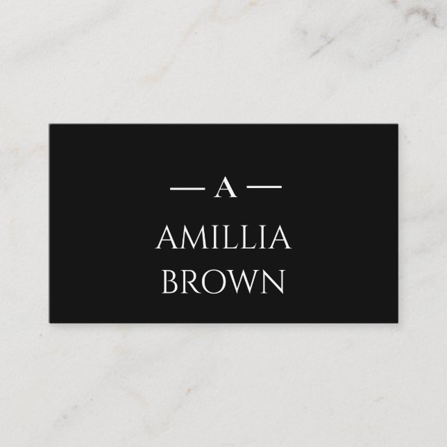 Black Monogram | Elegant Custom Minimal Business Business Card (Front)