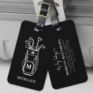 Black Monogram Golf Bag Luggage Tag