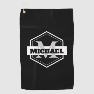Black Monogram Golf Towel