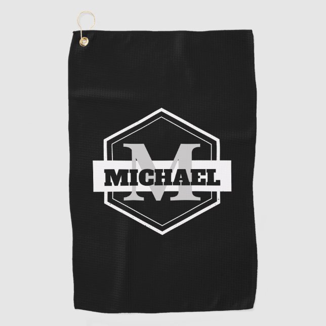 Black Monogram Golf Towel (Front)