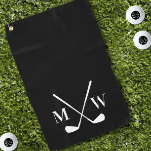 Black Monogram Golf Towel