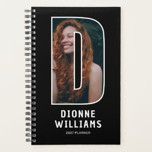 Black Monogram Initial 'D' Photo Planner