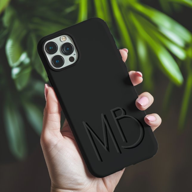 Black Monogram Initials Modern Minimalist Case-Mate iPhone Case (Creator Uploaded)
