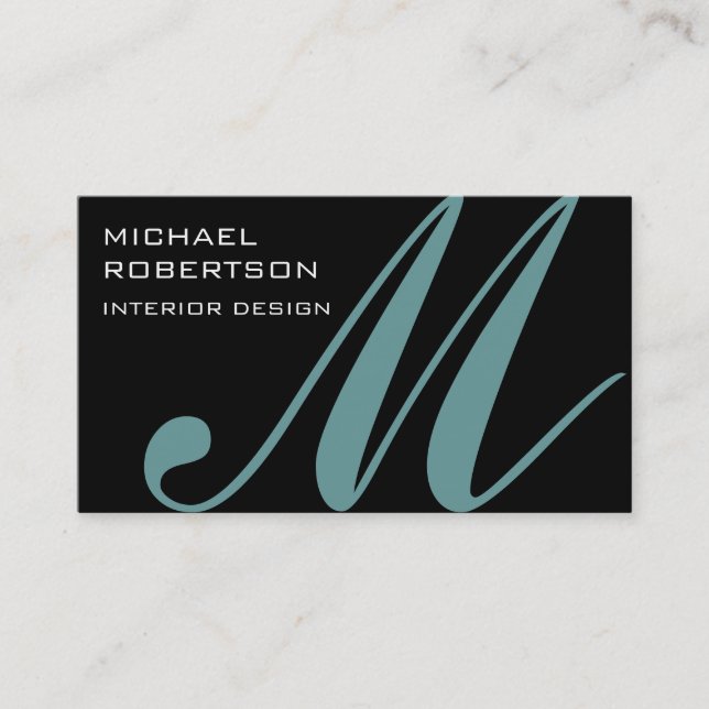 Black Monogram Interior Designer Business Card (Front)