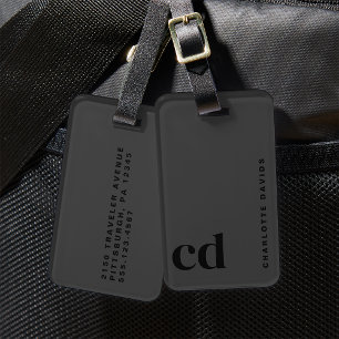 Black Monogram Luggage Tag