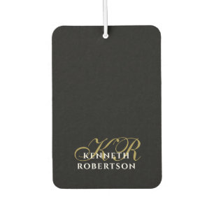 Black  Monogram Minimalist Gold White Elegant Men  Car Air Freshener