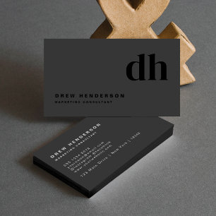 Black Monogram Minimalist Modern Professional Business Card