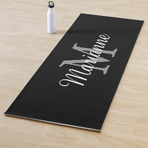Black Monogram Name and Initial Personalised Yoga Mat