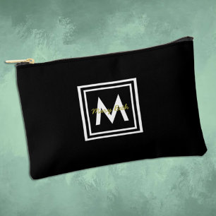 Black Monogram Personalised Accessory Pouch