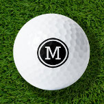 Black Monogram Personalised Golf Balls<br><div class="desc">Tee off in style with our custom golf balls, personalised with a bold minimalist monogram initial in a modern circle frame. Choose from a wide selection of colours to create a design that’s uniquely yours. Perfect for gifting, these golf balls make a thoughtful and practical present for Christmas, Father’s Day,...</div>