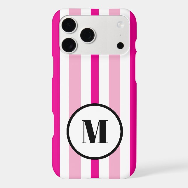 Black Monogram Pink and White Summer Stripes (Back)