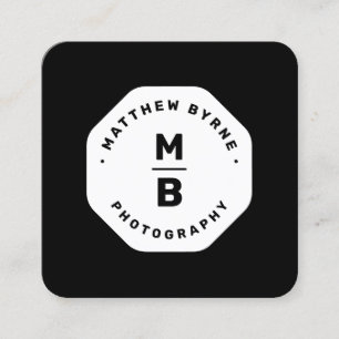 Black Monogram Professional Photographer Emblem B Square Business Card