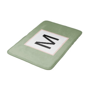Black Monogram Sage Green and Blush Bath Mat