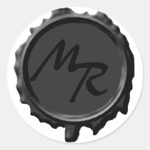 Black Monogram Seal Wedding Stickers