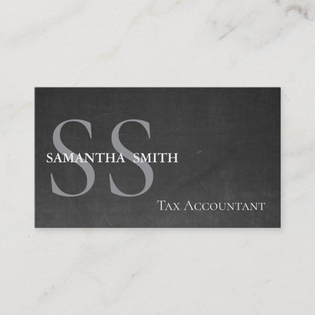 Black Monogram Tax Accountant Business Card (Front)