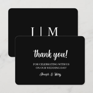 Black Monogram Wedding Thank You Cards