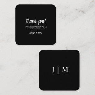 Black Monogram Wedding Thank You Cards