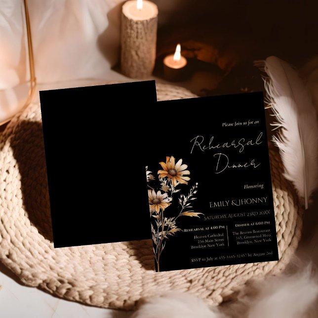 Black Monogram Wildflower Rehearsal Dinner (Creator Uploaded)