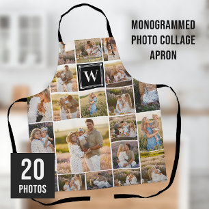Black Monogrammed 20 Pic Photo Collage Apron