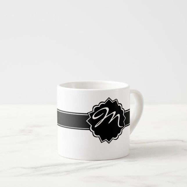 Black Monogrammed Espresso Cup (Front Right)