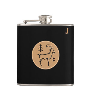 Black Monogrammed Flask - Zodiac - Capricorn