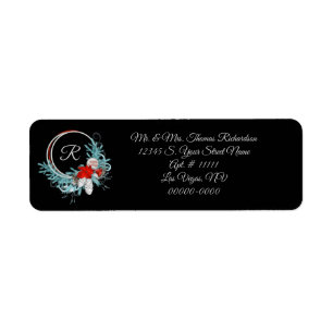 Black Monogrammed Holiday Return Address Labels