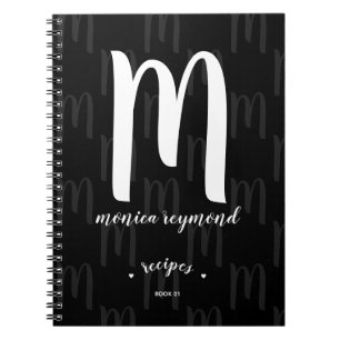 black monogrammed recipe book for the chef