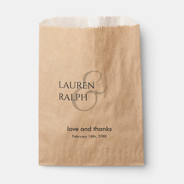 Black Monogrammed Wedding Thank You Favour Bags (Front)