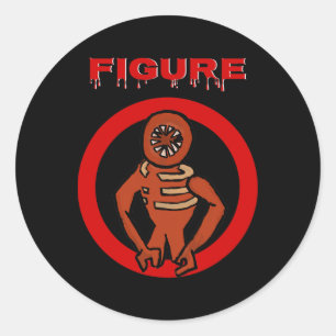 Black Monster Horror Game Doors Figure Classic Round Sticker