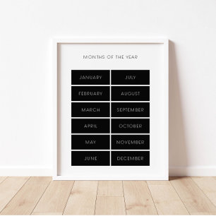 Black months of the year educational poster