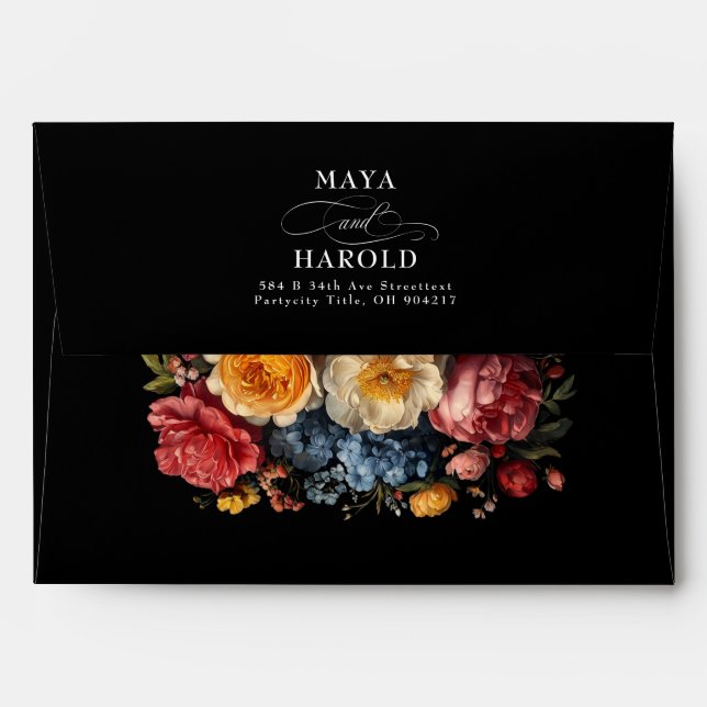 Black Moody Floral Baroque Dutch Still Life Envelope (Back (Top Flap))