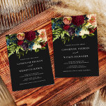 Black Moody Floral Burgundy Wedding  Invitation<br><div class="desc">This design measures 5 x 7 inches/  12.7 x 17.8 cm and is perfect for invitations. #zazzlemade</div>