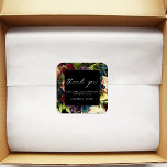 Black Moody Floral Burgundy Wedding  Square Sticker<br><div class="desc">#zazzlemade</div>