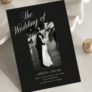 Black Moody Formal Script Couple Photo Wedding Invitation