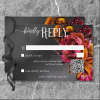 Black Moody Gothic Orange Lily Wedding QR Code
