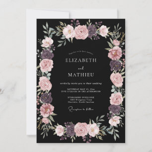 Black Moody Midnight Wedding Invitation