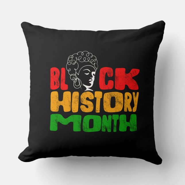 Black Moon Day Greeting Typography Cushion (Front)