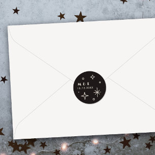 Black Moon & Stars Celestial Wedding Sticker
