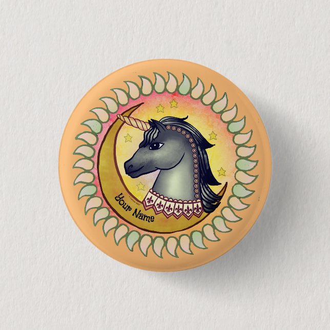 Black  Moon Unicorn 3 Cm Round Badge (Front)