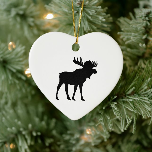 Black Moose Christmas Art Ceramic Ornament (Tree)