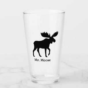 Black Moose Silhouette Personalised Glass