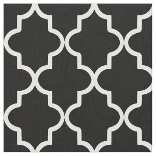 Black Moroccan Quatrefoil Fabric